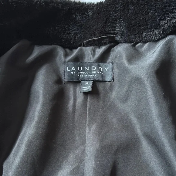 Elegant Black Faux Fur Cropped Jacket, Laundry by Shelli Segal, M - Picture 9 of 11